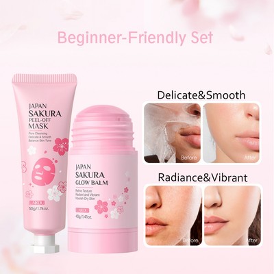 LAIKOU JAPAN Sakura Duo: Bộ mặt nạ Glow Balm + Peel-Off – Hydrate, Brighten & Detoxify