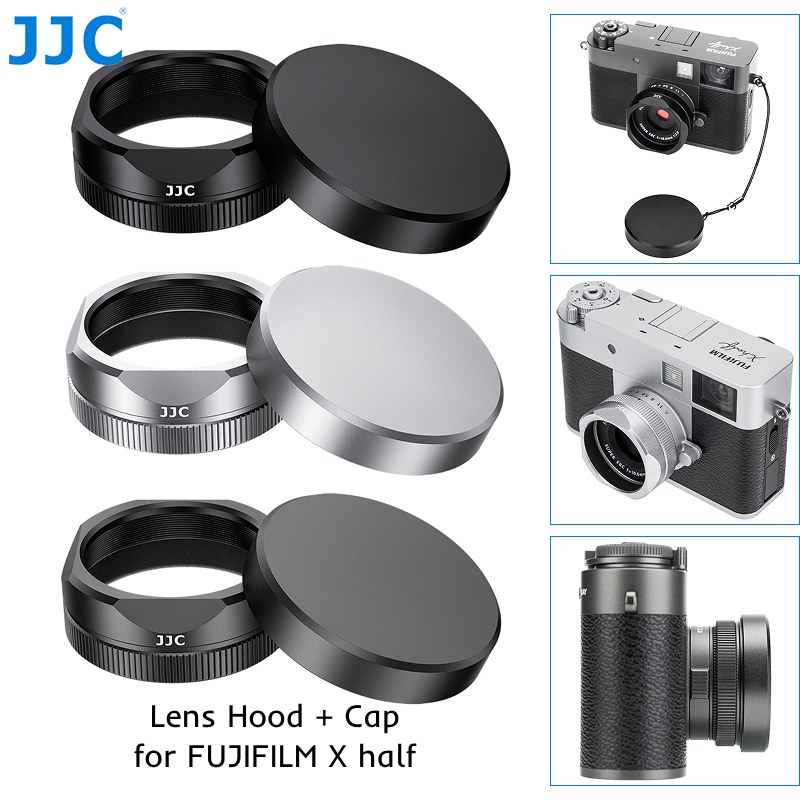 JJC Nắp ống kính vuông & Nắp ống kính kim loại cho Fujifilm X nửa Fuji xhalf X-HF1 Tấm che nắng chốn