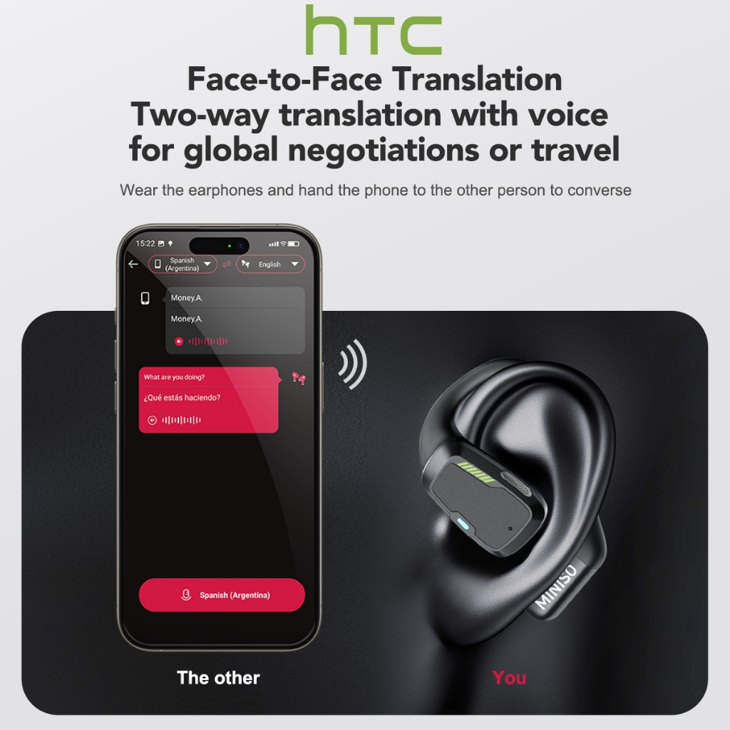 HTC NE02 Tai Nghe Phiên Dịch AI Mở Tai  Bluetooth 6.0 Dịch Thời Gian Thực  IPX5 Chống Nước  Âm Thanh HiFi Thiết Kế Thể Thao & Kinh Doanh | BigBuy360 - bigbuy360.vn