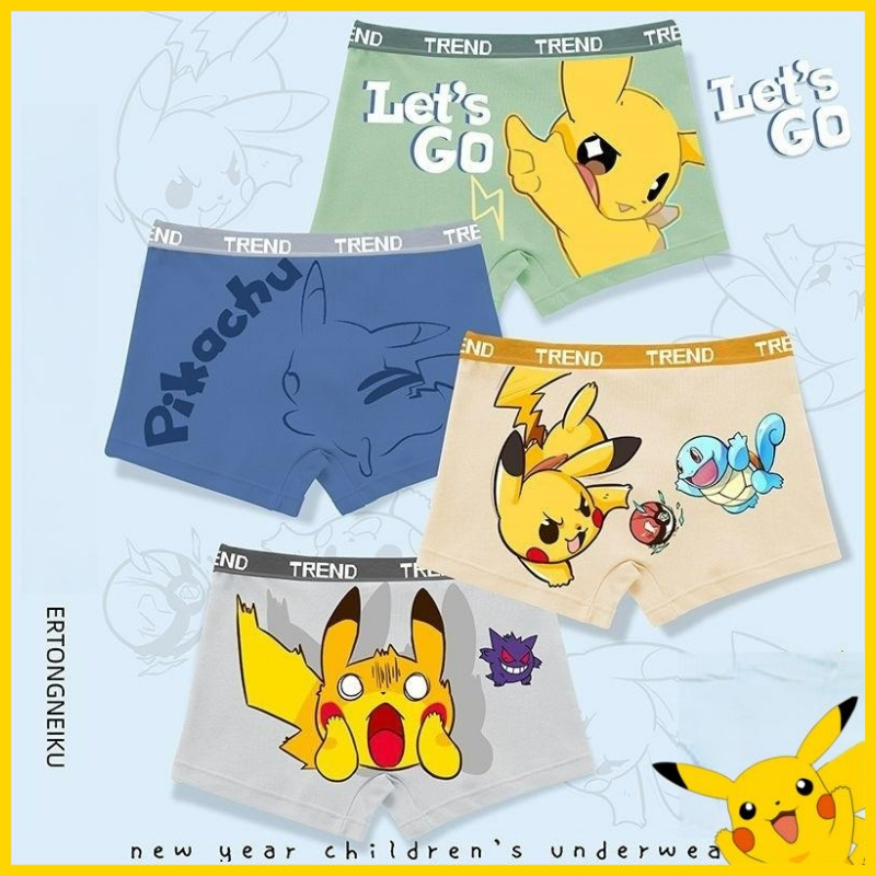 Pokemon kids underwear Pikachu underwear, boxer shorts，four cornered pants, boys' short underwear, b