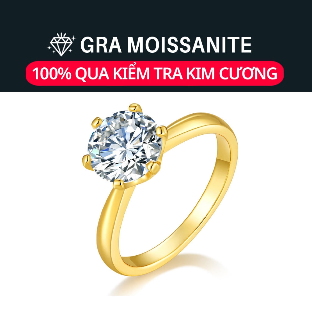 Nhẫn OIYIY Kim Cương Moissanite 0.5CT/1CT/2CT/3CT/5CT Bạc 925 Phủ Bạch Kim Không Đen Không Mờ Nữ
