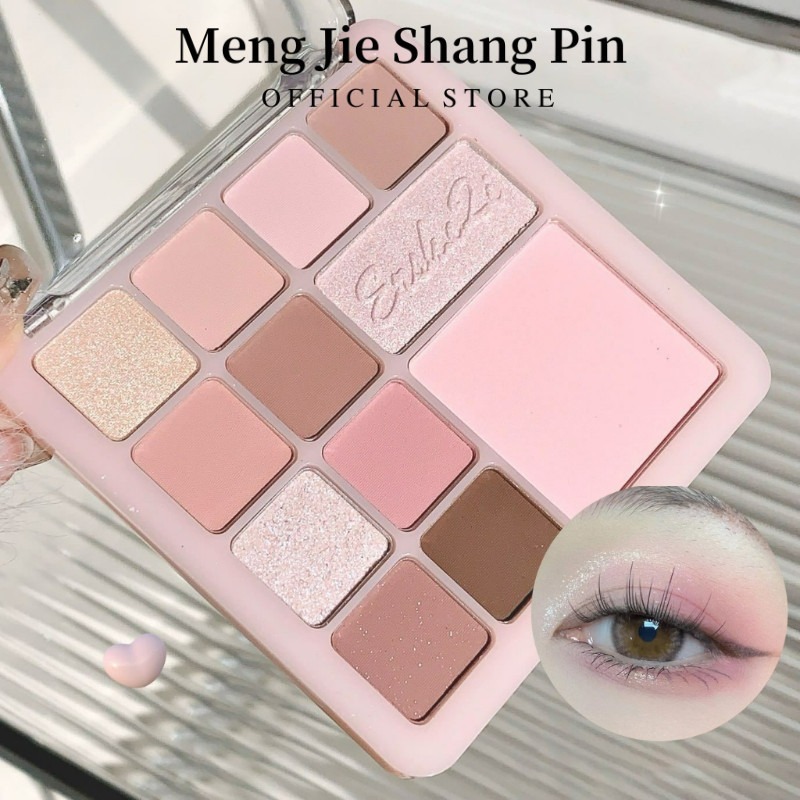  Ershiqi 12 Màu Phấn Mắt Nhỏ Blush Đĩa Cao Chải Lông Mờ Làm Sáng Màu Đất Nữ Tính Ngọt Ngào 