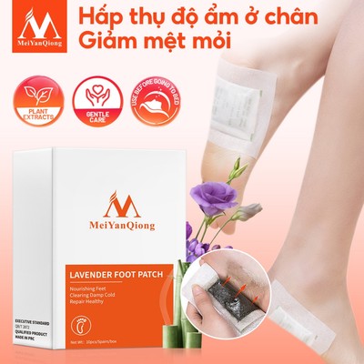 Miếng dán chân hoa oải hương MeiYanQiong với Polygonum Multiflorum, Giấm tre & Muối khoáng - Tăng cường sắc đẹp, Hỗ trợ giấc ngủ, Giảm mệt mỏi, Chân tươi & khô 10 cái / 5 đôi / hộp