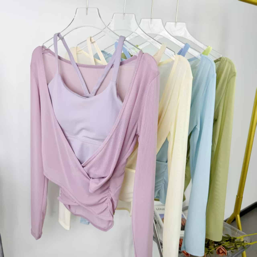 Bộ hai món Yoga lưới nhẹ thoải mái mới Fumeng