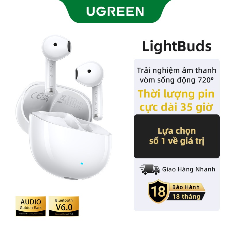 UGREEN LightBuds Bluetooth 6.0 35H Tai nghe nhét tai trong tai Tai nghe không dây thực sự Tai nghe Bluetooth chống nướcTWS IPX5