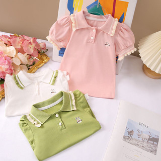 [Thời trang] Áo sơ mi polo ngắn tay ngắn tay ngọt ngào thời trang dễ thương cho bé gái