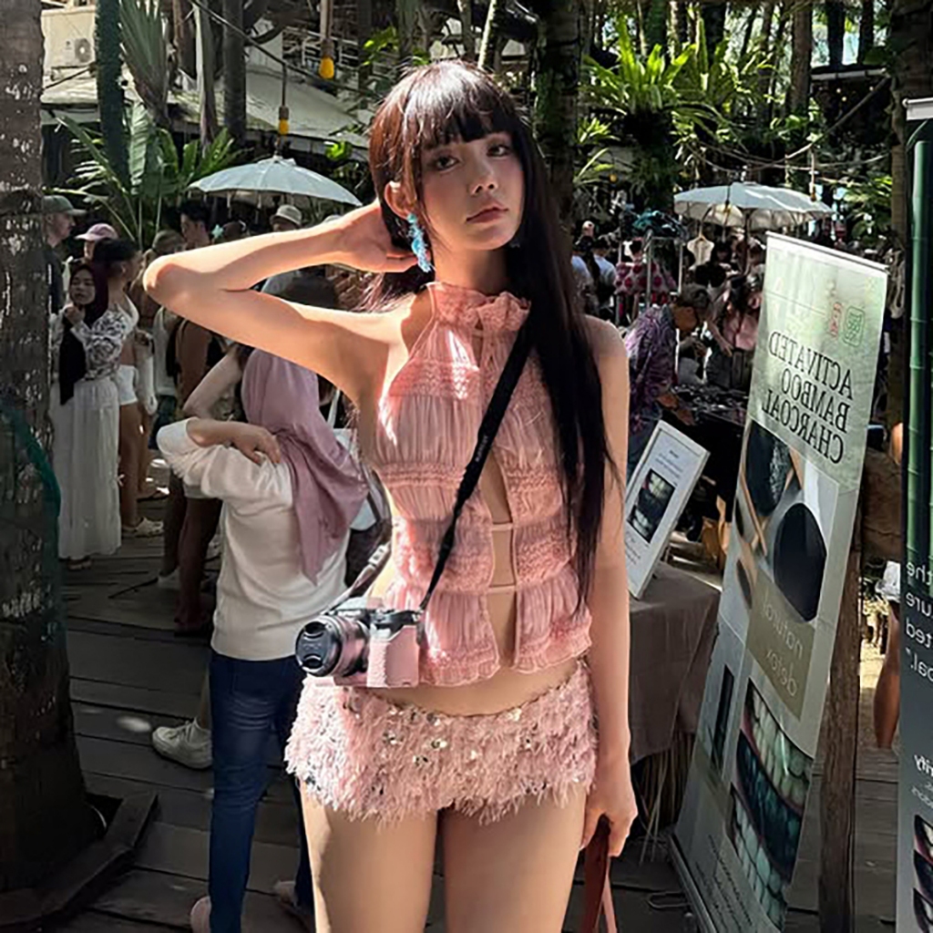 Cutenew Gợi Cảm 2 Bộ Dây Độc Đáo Rỗng Ra Không Tay Áo Vest + Quần Short Sequin Sáng Bóng Nữ Mùa Hè Hot Chick Phong Cách Thường Ngày | BigBuy360 - bigbuy360.vn