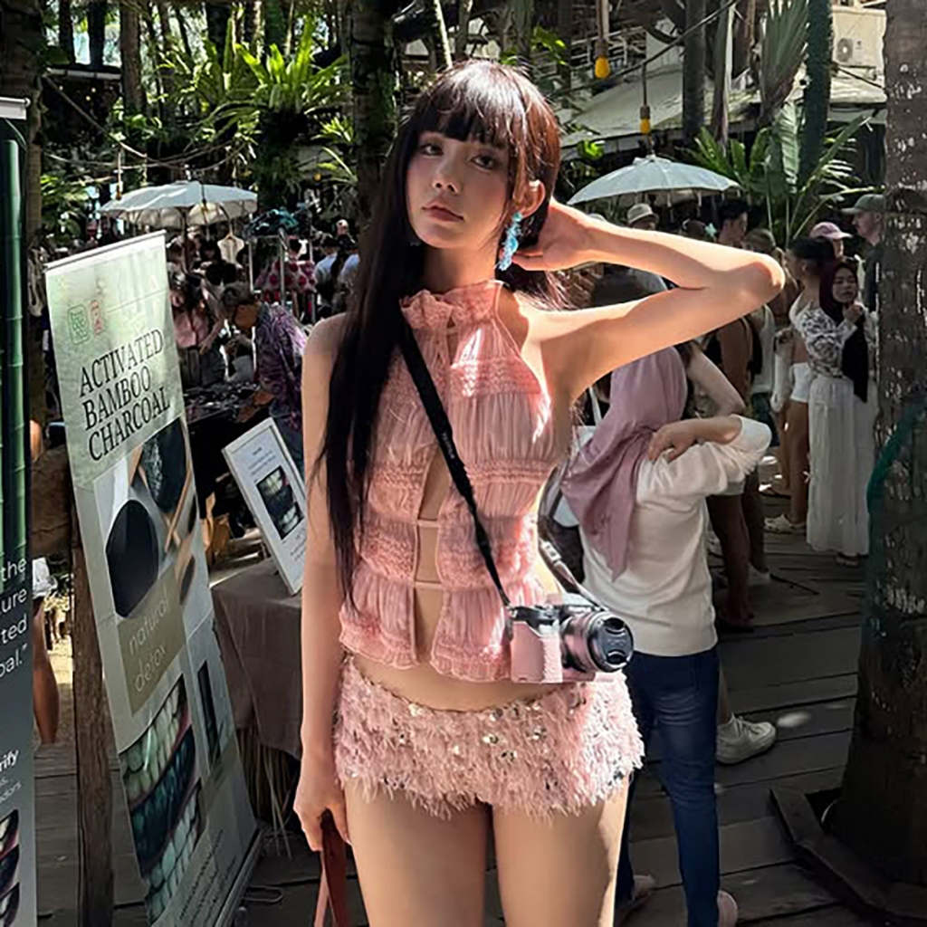 Cutenew Gợi Cảm 2 Bộ Dây Độc Đáo Rỗng Ra Không Tay Áo Vest + Quần Short Sequin Sáng Bóng Nữ Mùa Hè Hot Chick Phong Cách Thường Ngày | BigBuy360 - bigbuy360.vn