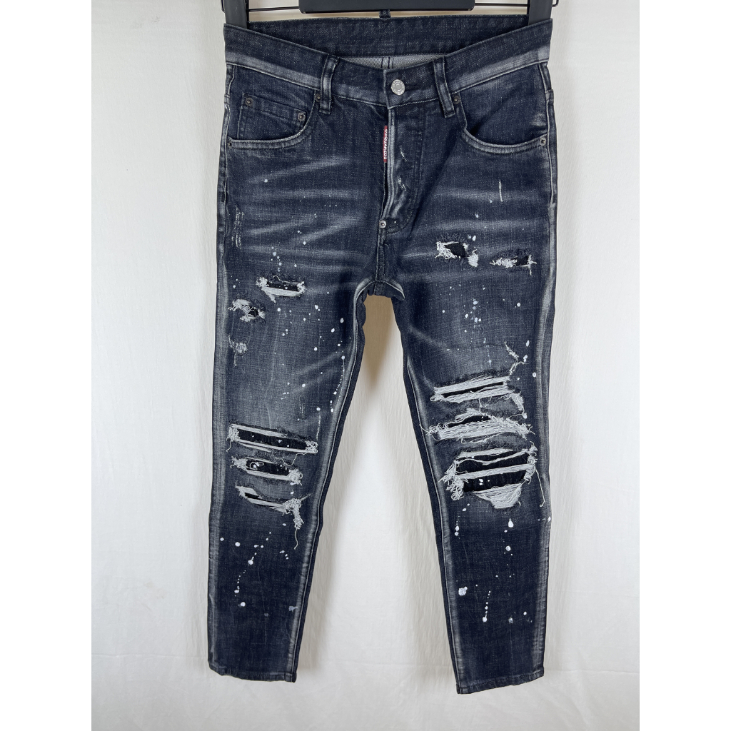 Quần Jean Nam DSQUARED2 Mới Xuân Hè, Thiết Kế Cá Tính, Màu Đen