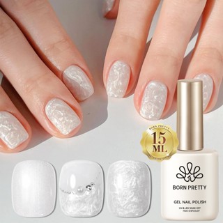 BORN RRETTY 15ml Ngọc Trai Trắng Ren Gel Sơn Móng Tay Siêu Tỏa Sáng Lấp Lánh Ngâm Tia UV / LED Sơn Móng Tay Đồ Dùng Làm Móng Tay