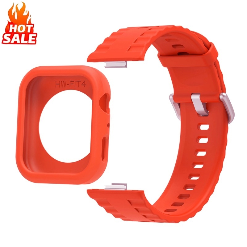 Dây đeo silicon mềm + Vỏ silicon cho Huawei Watch Fit 4 Pro / Fit 4 Dây đeo rỗng cho phụ kiện bảo vệ