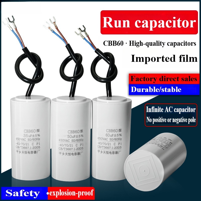 Tụ điện khởi động CBB60 450V AC CBB60 5% 40uF 45uF 50uF 60uF 70uF 80uF 90uf 100uf Thích hợp cho máy 