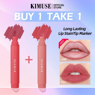 [MUA 1 BÁNH 1] KIMUSE Lip Liner Lipstick Long Lasting Lip Stain Tip Marker Lipliner Pencil Matte Liquid Lipglaze Make Up Set