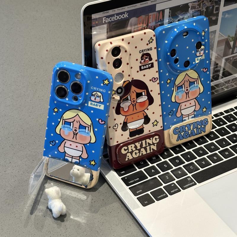 Gương Giá Đỡ Màu Xanh Crybaby Ốp Lưng Điện Thoại iPhone 17Promax 17Pro 17 16 15 14 13Promax 13Pro 13