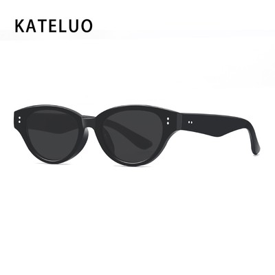 Kính mát Katluo màu hồng hình bầu dục vintage chống tia UV, thiết kế slim phù hợp mặt lớn Z911