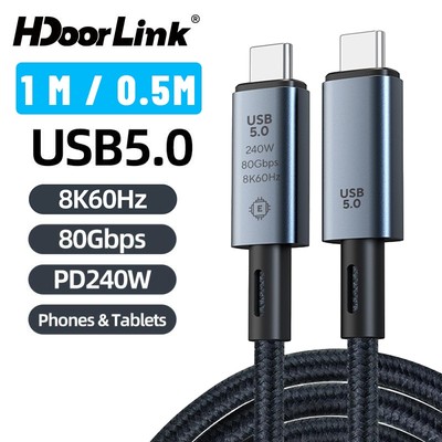 Cáp HdoorLink USB 5.0 240W 8K 60Hz Cho Thunderbolt 5 Cáp Sạc Nhanh USB 5.0 USB C Sang C 80Gbps Cáp Truyền Dữ Liệu