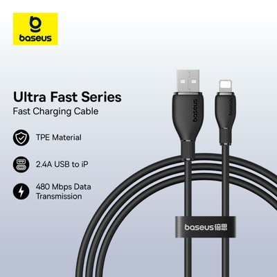 Cáp sạc nhanh Baseus Ultra-Fast Series 2.4A Cáp dữ liệu sạc USB-A sang i14 13 8PLUS Truyền dữ liệu USB 480Mbps