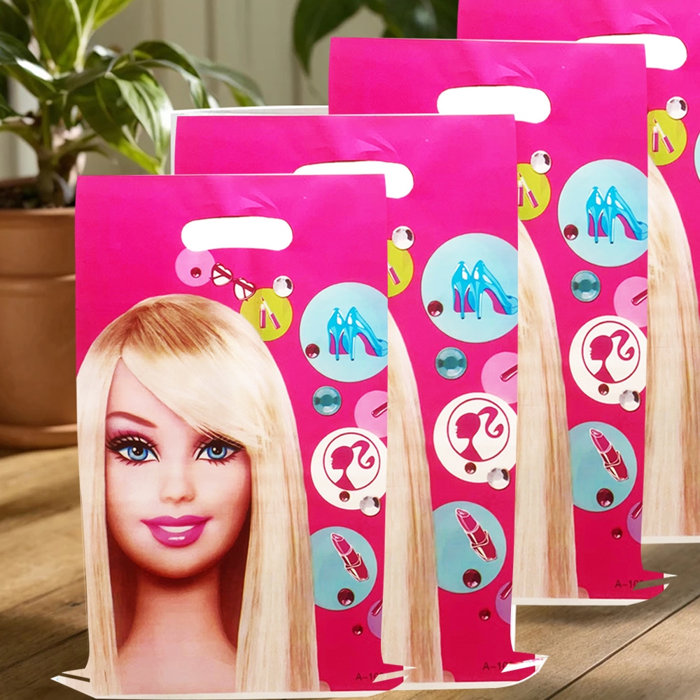 10-30 Chiếc Màu Hồng Barbie Trang Trí Tiệc Sinh Nhật Kẹo Túi Quà Tặng Bánh Quy Đóng Gói Túi Quà Tặng