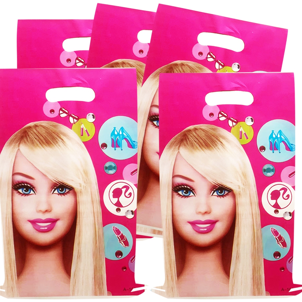 Chủ đề Barbie Tiệc sinh nhật vui vẻ Túi quà tặng kẹo Bánh quy Túi đóng gói Túi quà tặng Túi cướp bóc