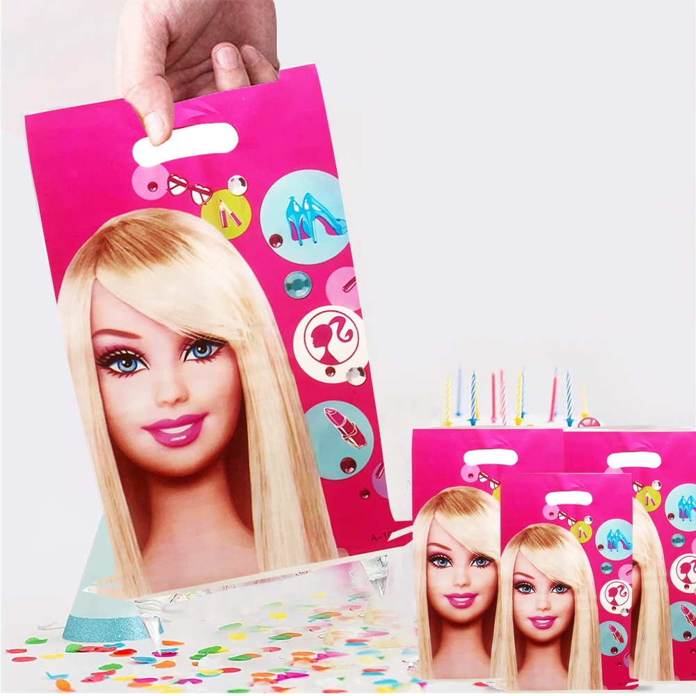 MINISO Hồng Barbie Trang Trí Tiệc Sinh Nhật Bánh Quy Đóng Gói Túi Quà Tặng Túi loot Túi Cho Khách Tr