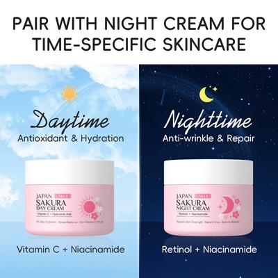 Laikou Sakura Day Night Face Cream Nuôi dưỡng & Làm sáng da Kem dưỡng ẩm Chống lão hóa Da mịn 30g