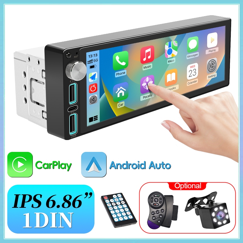 Carplay Android Auto Car Radio 12V 1Din Bluetooth MP5 Player Màn hình cảm ứng FM
