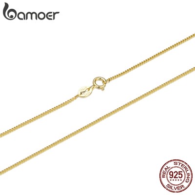 Vòng cổ bạc Bamoer 925 Vàng Thiết kế đơn giản Trang sức thời trang Quà tặng nữ