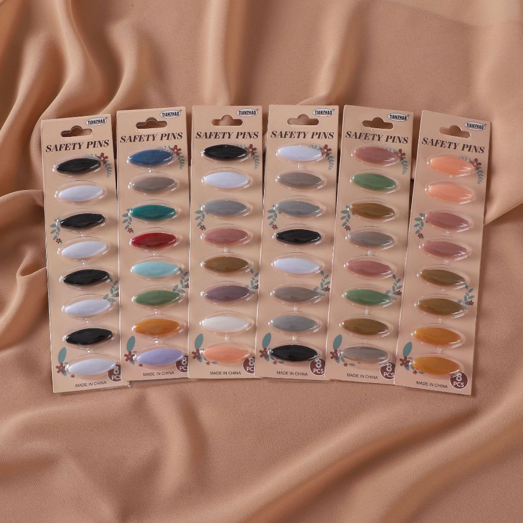 Jifang 8 Cái / bộ Nhựa Nhiều Màu Sắc Hijab An Toàn Chân Trâm Cài PW77