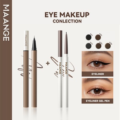 Bộ bút kẻ mắt & bút chì kẻ lông mày dạng lỏng siêu mịn MAANGE, trang điểm mắt chống thấm nước và chống nhòe