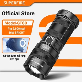  Đèn Pin Siêu Sáng SUPERFIRE GT60 Đèn pin mạnh mẽ 3300 Lumens Đèn pin LED P90 siêu sáng tích hợp 6000mAh Pin sạc Đèn Flash 