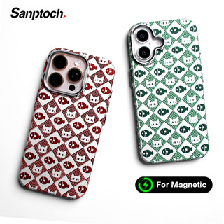  Sanptoch Cho Từ Tính Catoon Mèo & Cá Họa Tiết Ốp Lưng Điện Thoại iPhone 17 16 15 14 Pro Max Matte Thân Thiện Với Da Mỏng Vỏ Cứng Mỏng Vỏ Bảo Vệ Chống Sốc Mỏng Có Vòng Ống Kính Hợp Kim 