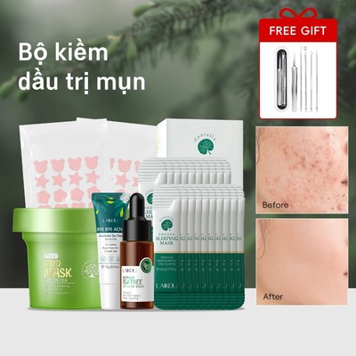 Bộ 5 miếng kiểm soát mụn LAIKOU: mặt nạ đất sét Kiểm soát dầu cây trà, làm dịu màu đỏ, giảm thiểu lỗ chân lông