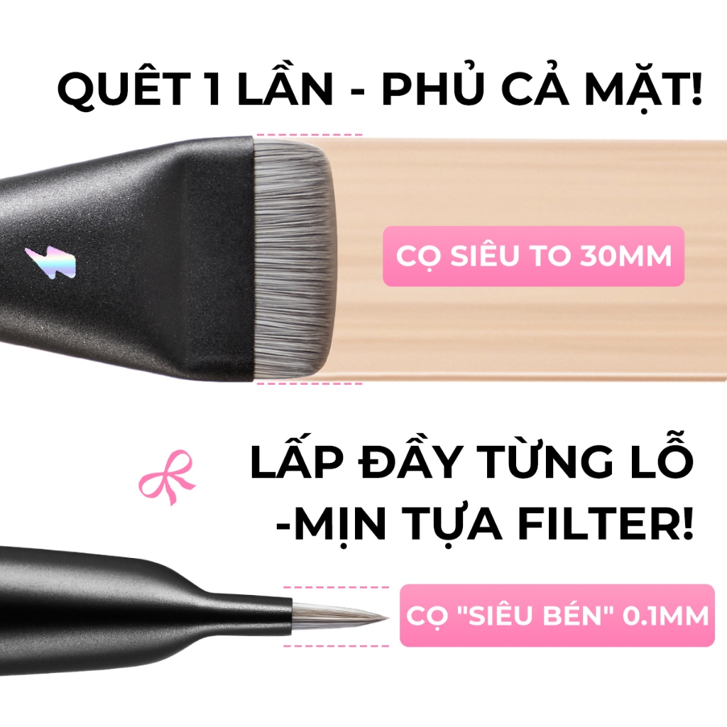 Bộ Cọ Trang Điểm BLJ Đầu Phẳng Tán Kem Nền Mịn, Không Vệt