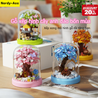  Khối xây dựng ngôi nhà trên cây anh đào 4 mùa Quà tặng Lego Valentine tương thích 