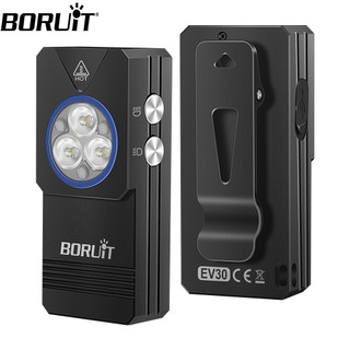  Boruit EV30 LED EDC Đèn pin UV 550LM Hợp kim IP66 Chống nước Type-C Sạc từ tính Hút làm việc Đèn pin cắm trại có kẹp + vòng 