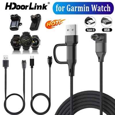 Bộ sạc đồng hồ HdoorLink Type C / USB cho Garmin Fenix 8 7 6 5 8X 7X 6X / Bản năng 2 / Forerunner 955 925 90° Bộ chuyển đổi sạc đồng hồ thẳng