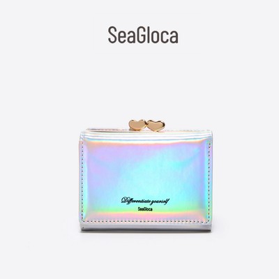 Ví ngắn SEAGLOCA gập ba màu laser mini hợp thời trang mới cho nữ