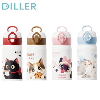 Bình giữ nhiệt chân không Diller Thép không gỉ 316 có ống hút Giữ lạnh và nóng Chai nước dễ thương 280ml D9408