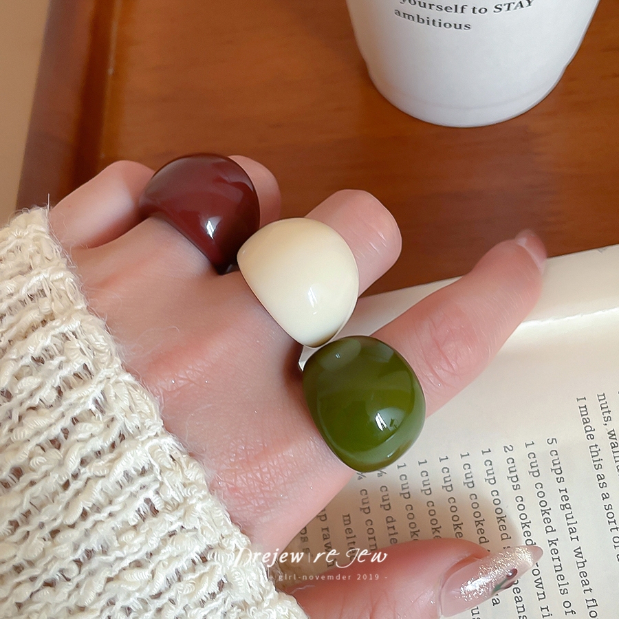 Nhẫn hình học nhựa, style thời trang Châu Âu và Mỹ cho ngón trỏ, cá tính và đơn giản