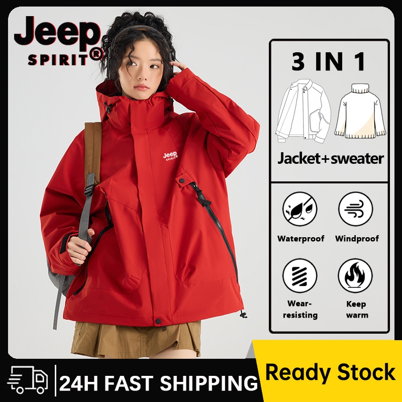 Áo khoác chống nước JEEP SPIRIT dành cho nữ - Chống gió, ấm áp, màu đỏ