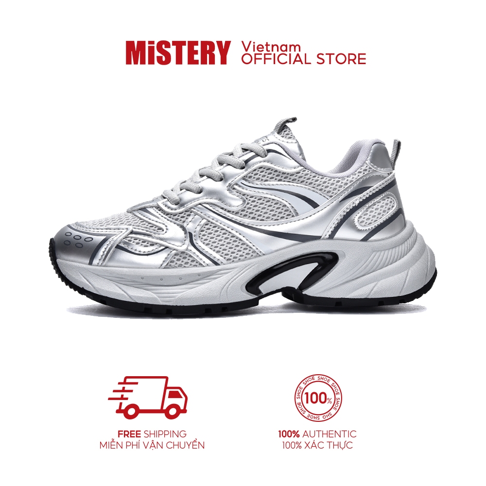 MiSTERY Giày Thể Thao Chạy Bộ Nữ Bạc 5cm Tăng Chiều Cao MIS-3451