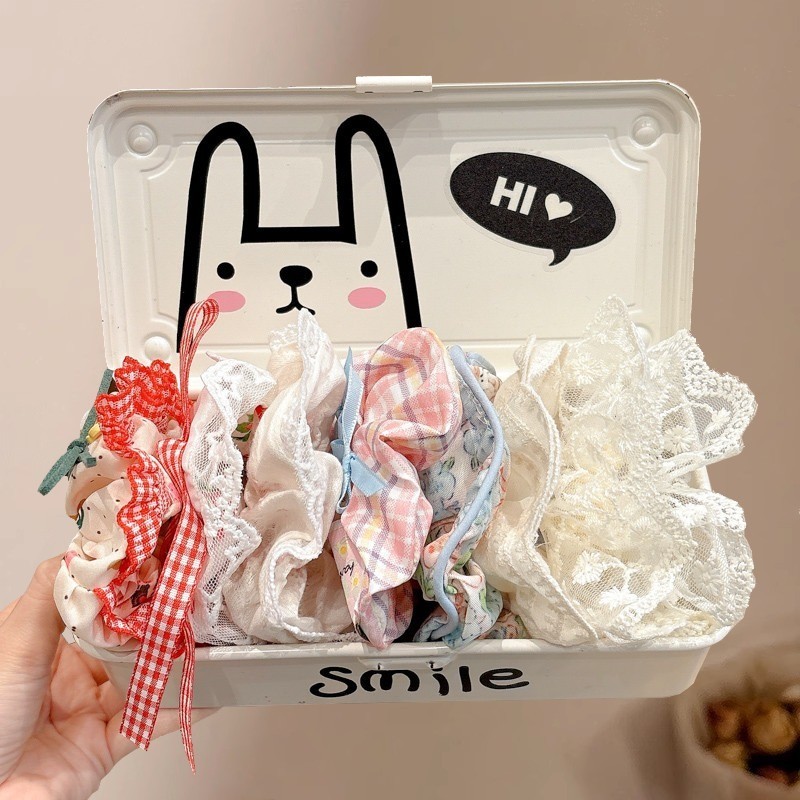【Scrunchie】Set 10 Dây Buộc Tóc / Cột Tóc Scrunchies To Phồng Đẹp Thời Trang Hàn Quốc Phụ Kiện Tóc