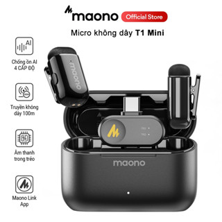 Micro Thu Âm Không Dây Maono T1 Mini mic thu âm lọc tiếng ồn AI Mic Mini với Maono Link App và 4 Mức Giảm Tiếng Ồn Cho điện thoại thông minh, Vlogging, Livestream