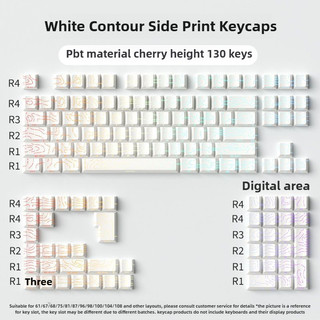 Keycaps in hình đường viền màu trắng 4.0 Cherry Profile Line Shine Through PBT Chất liệu Doubleshot cho bàn phím cơ 61 / 66 / 75 / 84 / 87 / 92 / 108