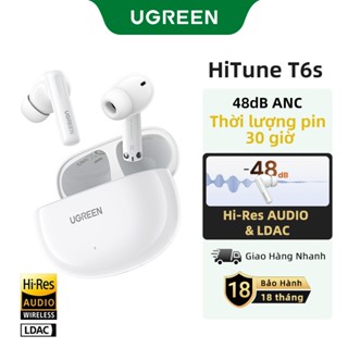 Tai nghe loại bỏ tiếng ồn chủ động UGREEN HiTune T6s Hybrid48dB Tai nghe Bluetooth không dây ANC Tai nghe Bluetooth không dây TWS Hybrid Active Khử tiếng ồn trong tai Hỗ trợ tai nghe âm thanh độ phân giải cao LDAC