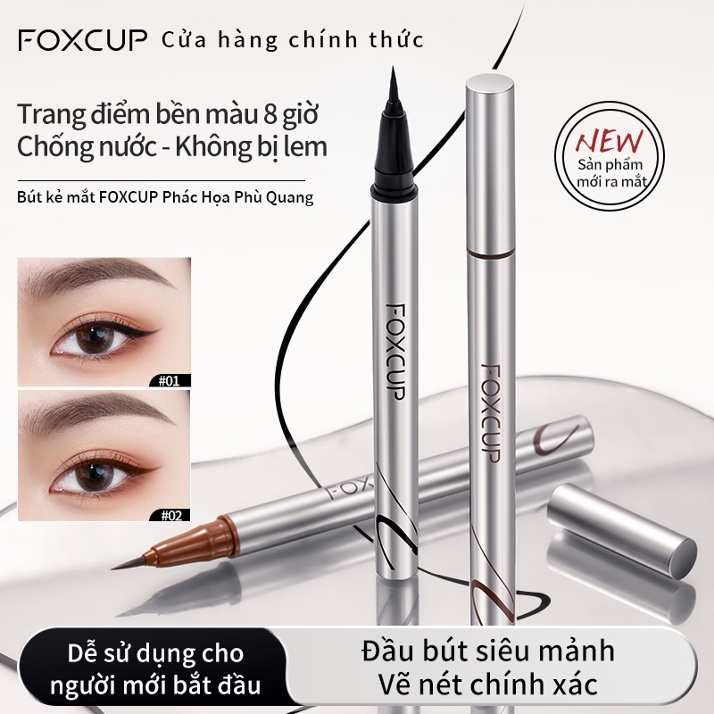 Bút kẻ mắt dạng lỏng FOXCUP Chống thấm nước siêu mịn Chống thấm nước lâu trôi 0,8ml