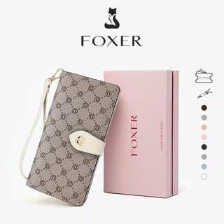  FOXER Ví nữ Ví dài có khóa kéo Họa tiết in Ví đựng thẻ tín dụng Ví đựng tiền xu Quà tặng cho bé gái 