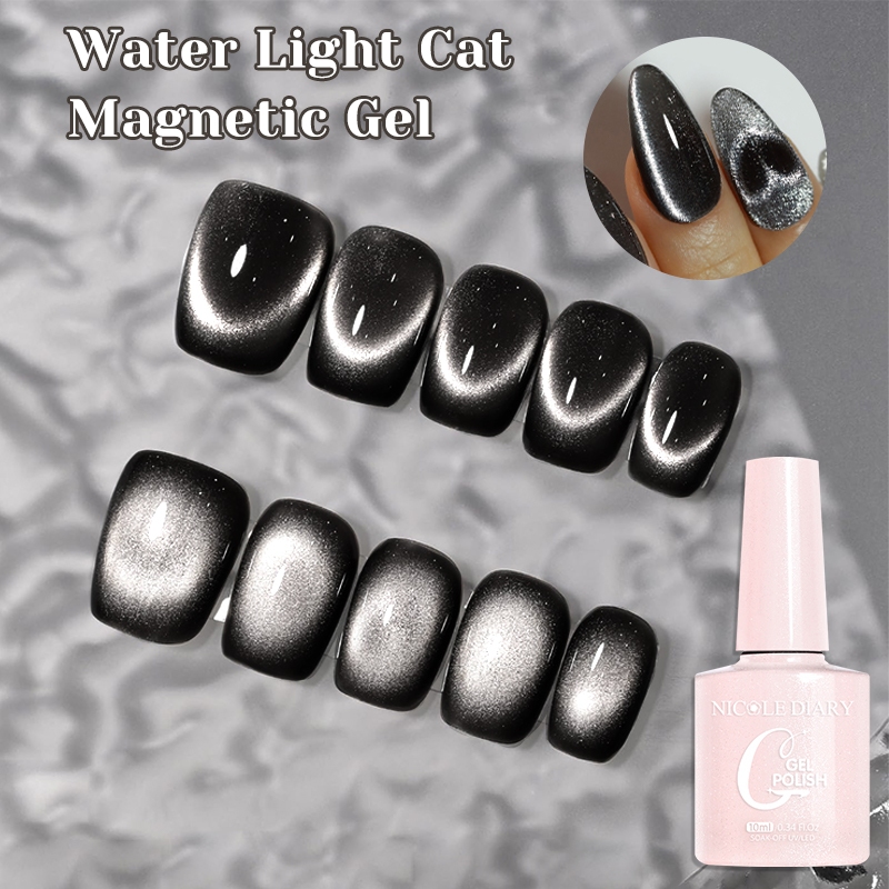 NICOLE DIARY Kính Đen Mắt Mèo Gel Móng Tay Từ Tính Ba Lan Móng Tay Nghệ Thuật Làm Móng Tay Varnis Bá