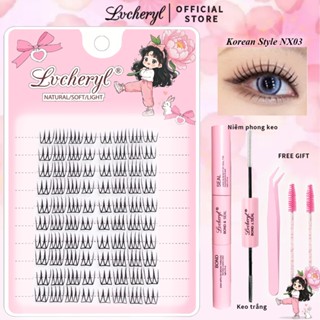 Lvcheryl Bộ dụng cụ lông mi giả phân đoạn mới có keo siêu mỏng thần tượng tự nhiên ACE Lông mi giả cá nhân