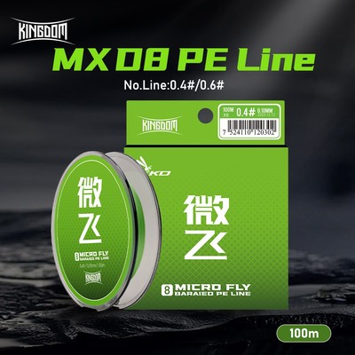 Dây Câu Kingdom MXD8 100m 8 Dây Bện PE 0.4 # 0.6 # 10-14Lb Độ Mịn Cao Xanh Multifiber PE Line Công Suất Cao Siêu Mịn Đường Siêu Mạnh